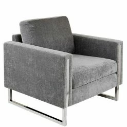 INK+IVY Madden Velvet Upholstered Accent Lounge Arm Chair Gray
