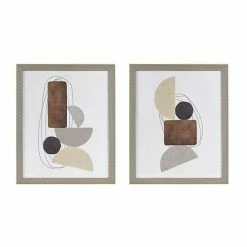 INK+IVY Cashel Abstract Two Tone Neutral Framed Graphic Wall Art 2-Piece Set