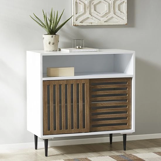 INK+IVY Serenity Mid-Century Modern Sliding Slat Door Storage Cabinet 5 INK+IVY Serenity Mid-Century Modern Sliding Slat Door Storage Cabinet - Image 3