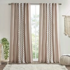 INK+IVY 1-Panel Imani Light Filtering Lined Cotton Window Curtain Panel With Chenille Stripes Gray