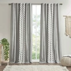 INK+IVY 1-Panel Imani Light Filtering Lined Cotton Window Curtain Panel With Chenille Stripes Gray 16 INK+IVY 1-Panel Imani Light Filtering Lined Cotton Window Curtain Panel With Chenille Stripes Gray -INK+IVY Shop unnamed file 195