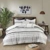 INK+IVY Nea Cotton Printed Duvet Cover Set With Trims Off White Gray