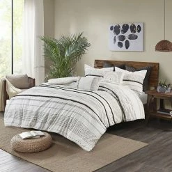INK+IVY Nea Cotton Printed Duvet Cover Set With Trims Off White Gray -INK+IVY Shop unnamed file 293