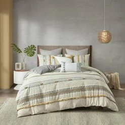 INK+IVY Cody 3-piece Cotton Comforter Set Gray Yellow