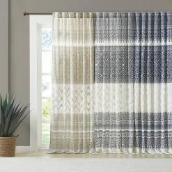 INK+IVY Mila Cotton Light Filtering Printed Window Curtain With Chenille Detail Taupe -INK+IVY Shop unnamed file 445