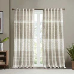 INK+IVY Mila Cotton Light Filtering Printed Window Curtain With Chenille Detail Taupe -INK+IVY Shop unnamed file 447