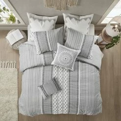 INK+IVY Bea Removable Cover Embroidered Geometric Oblong Throw Pillow Gray -INK+IVY Shop unnamed file 480