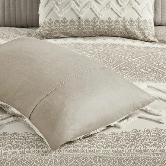 INK+IVY Mila 3-Piece Cotton Chenille Tufted Duvet Cover Set With Shams Taupe 14 INK+IVY Mila 3-Piece Cotton Chenille Tufted Duvet Cover Set With Shams Taupe - Image 12