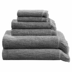 INK+IVY Atlas Dobby 6-Piece Bath Towel Set Charcoal
