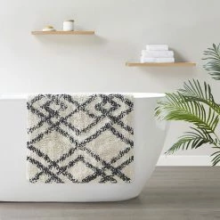 INK+IVY Ansel Geo Diamond Yarn Dyed Cotton Tufted Bath Rug Gray White -INK+IVY Shop unnamed file 614