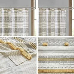 INK+IVY Cody Cotton Stripe Printed & Tassel Pom Pom Shower Curtain Gray Yellow 13 INK+IVY Cody Cotton Stripe Printed & Tassel Pom Pom Shower Curtain Gray Yellow -INK+IVY Shop unnamed file 620