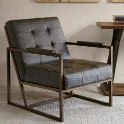 INK+IVY Waldorf Lounger Arm Chair Gray Faux Snakeskin -INK+IVY Shop unnamed file 649