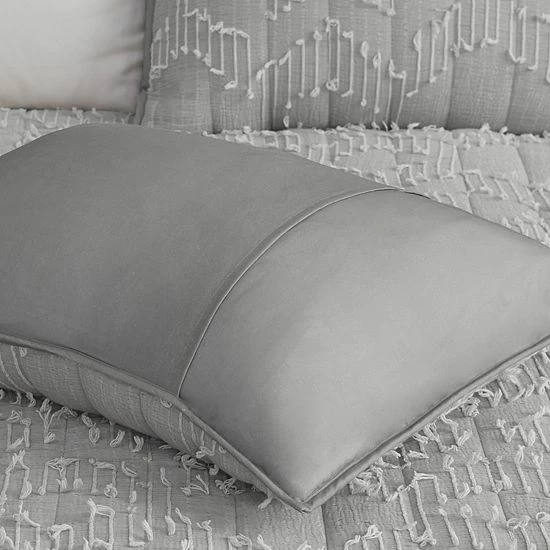 INK+IVY Tulay Clipped Cotton Gauze Quilted Coverlet Set With Shams Gray 6 INK+IVY Tulay Clipped Cotton Gauze Quilted Coverlet Set With Shams Gray - Image 4