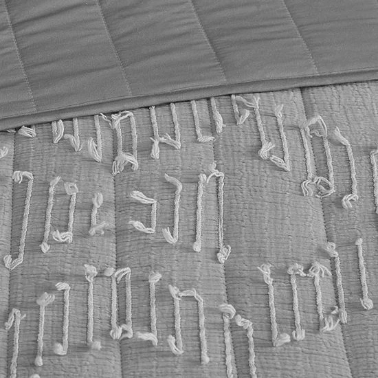INK+IVY Tulay Clipped Cotton Gauze Quilted Coverlet Set With Shams Gray 7 INK+IVY Tulay Clipped Cotton Gauze Quilted Coverlet Set With Shams Gray - Image 5