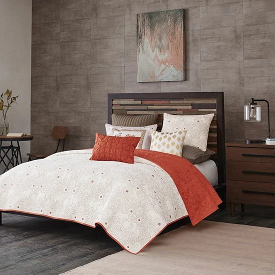 INK+IVY 3-piece Kandula Coverlet Set Coral 4 INK+IVY 3-piece Kandula Coverlet Set Coral - Image 2