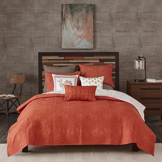 INK+IVY 3-piece Kandula Coverlet Set Coral 5 INK+IVY 3-piece Kandula Coverlet Set Coral - Image 3