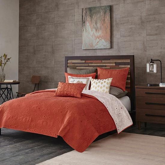 INK+IVY 3-piece Kandula Coverlet Set Coral 9 INK+IVY 3-piece Kandula Coverlet Set Coral - Image 7