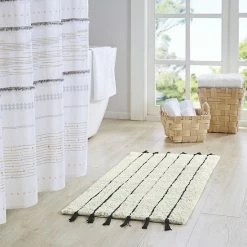 INK+IVY Arbor Striped Tassel Cotton Tufted Bath Rug Black Neutral 17 INK+IVY Arbor Striped Tassel Cotton Tufted Bath Rug Black Neutral -INK+IVY Shop unnamed file 738