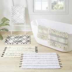 INK+IVY Arbor Striped Tassel Cotton Tufted Bath Rug Black Neutral 22 INK+IVY Arbor Striped Tassel Cotton Tufted Bath Rug Black Neutral -INK+IVY Shop unnamed file 743