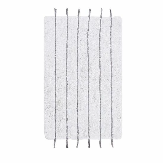 INK+IVY Arbor Striped Tassel Cotton Tufted Bath Rug Black Neutral 14 INK+IVY Arbor Striped Tassel Cotton Tufted Bath Rug Black Neutral - Image 12
