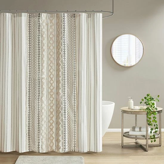 INK+IVY Imani Cotton Printed Tufted Chenille Stripe Shower Curtain Gray INK+IVY Imani Cotton Printed Tufted Chenille Stripe Shower Curtain Gray -INK+IVY Shop unnamed file 77