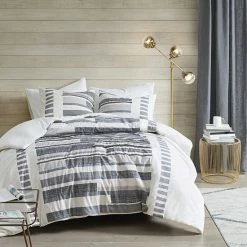 INK+IVY Serena Cotton Percale Printed Duvet Cover Set With Shams