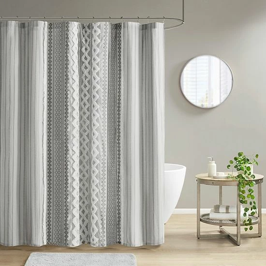 INK+IVY Imani Cotton Printed Tufted Chenille Stripe Shower Curtain Gray INK+IVY Imani Cotton Printed Tufted Chenille Stripe Shower Curtain Gray -INK+IVY Shop unnamed file 80