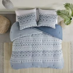 INK+IVY Dora Organic Cotton Clipped Chambray 3-Piece Comforter Set With Shams -INK+IVY Shop unnamed file 884